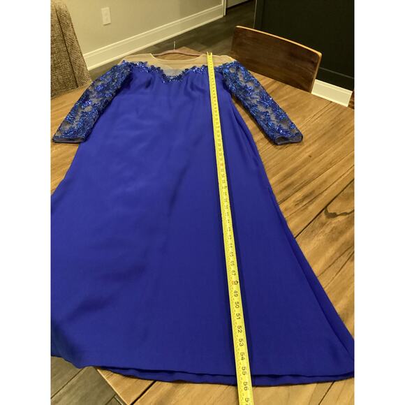 Tadashi Shoji DELTA OFF-THE-SHOULDER SEQUIN CREPE GOWN Saphire blue LG19341LX - Picture 13 of 16